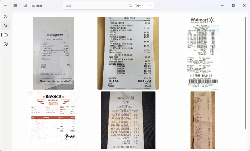 PixFinder OCR text search results